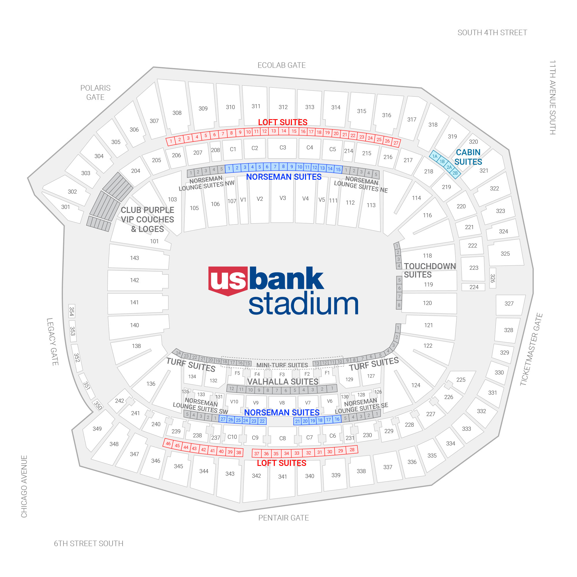 U.S. Bank Stadium /  Suite Map and Seating Chart